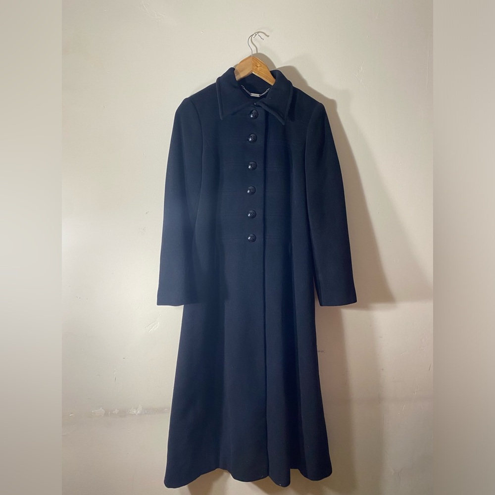 Black Wool Cashmere Blend Overcoat